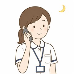 夜間にオンコールの電話を受ける雅の看護師